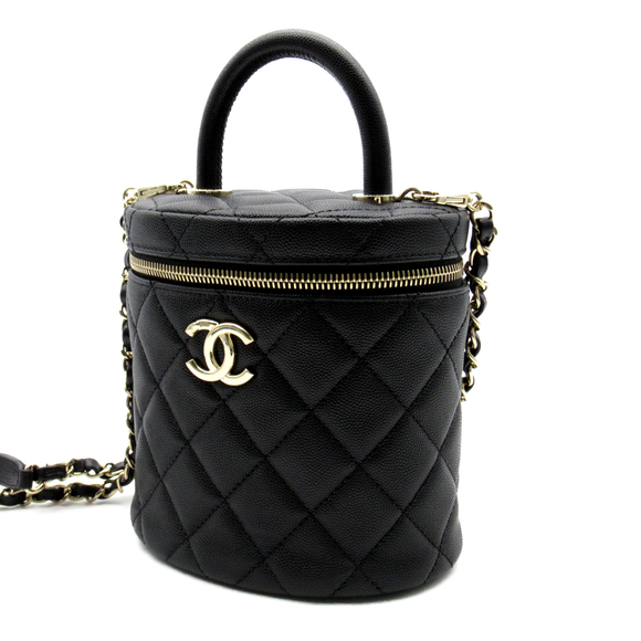 Chanel Shoulder Vanity Skin Caviar Bag Black Chain - Picture 1 of 10